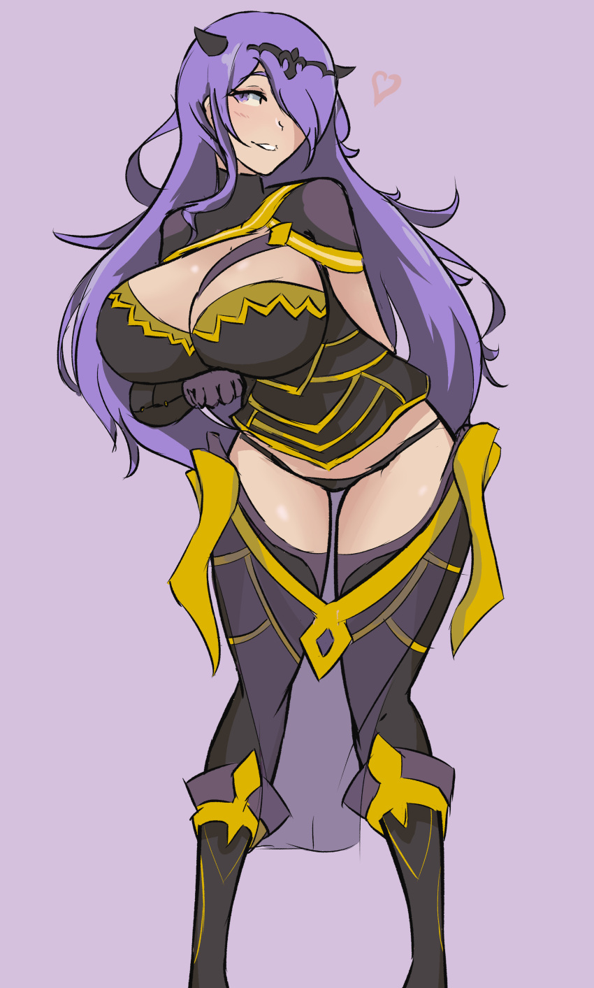 1girls big_breasts breasts camilla_(fire_emblem) cleavage female female_only fire_emblem fire_emblem_fates hair_over_one_eye hi_res in2naps long_hair nintendo purple_eyes purple_hair smile solo