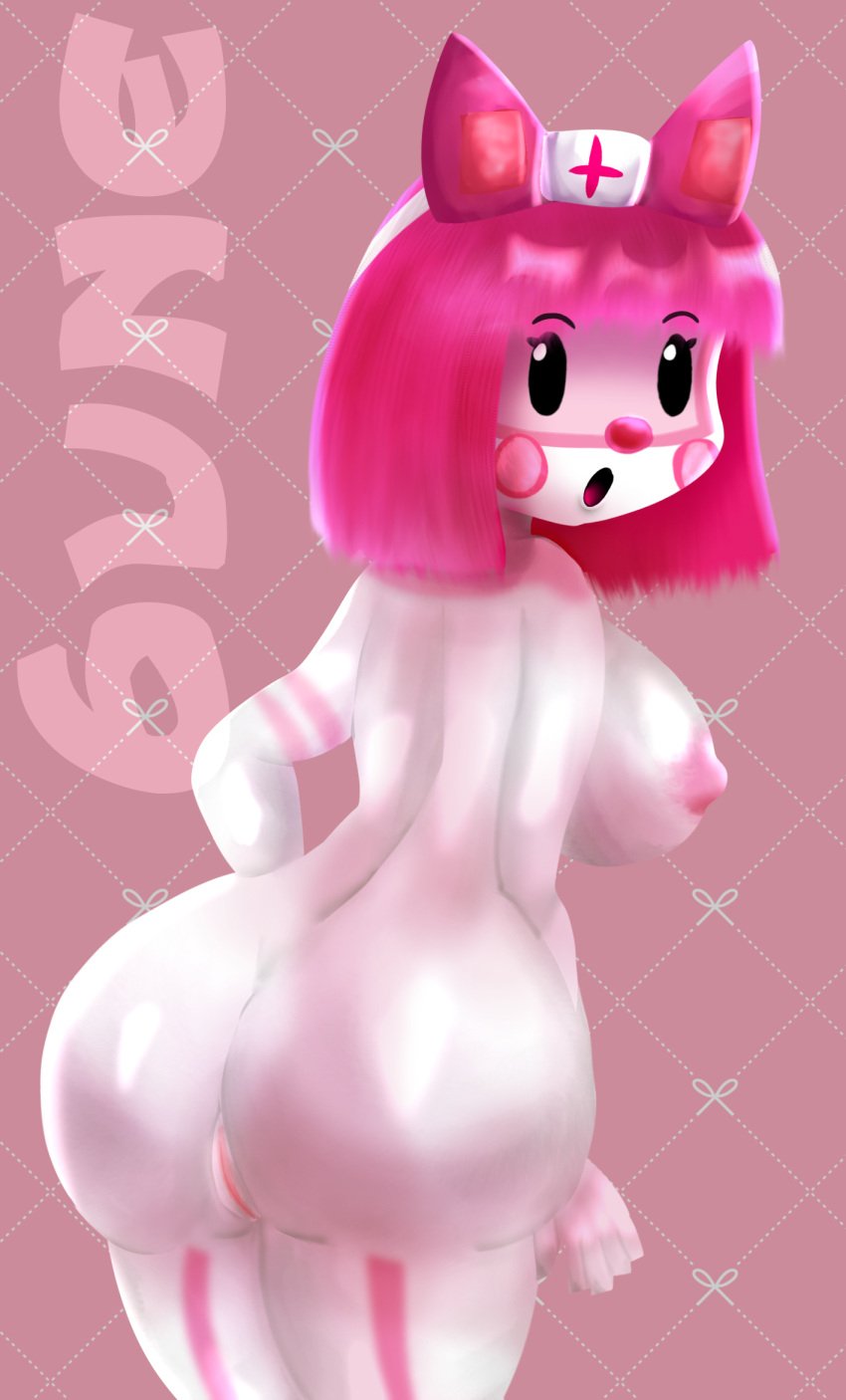 1girls 6une amber_(robocar_poli) ambulance anthro ass big_ass big_breasts bowtie breasts car_cheeks cheeks first_porn_of_character human humanized humanoid looking_at_viewer open_mouth pink_bow pink_hair pink_nipples pink_nose robocar_poli short_hair tagme watermark