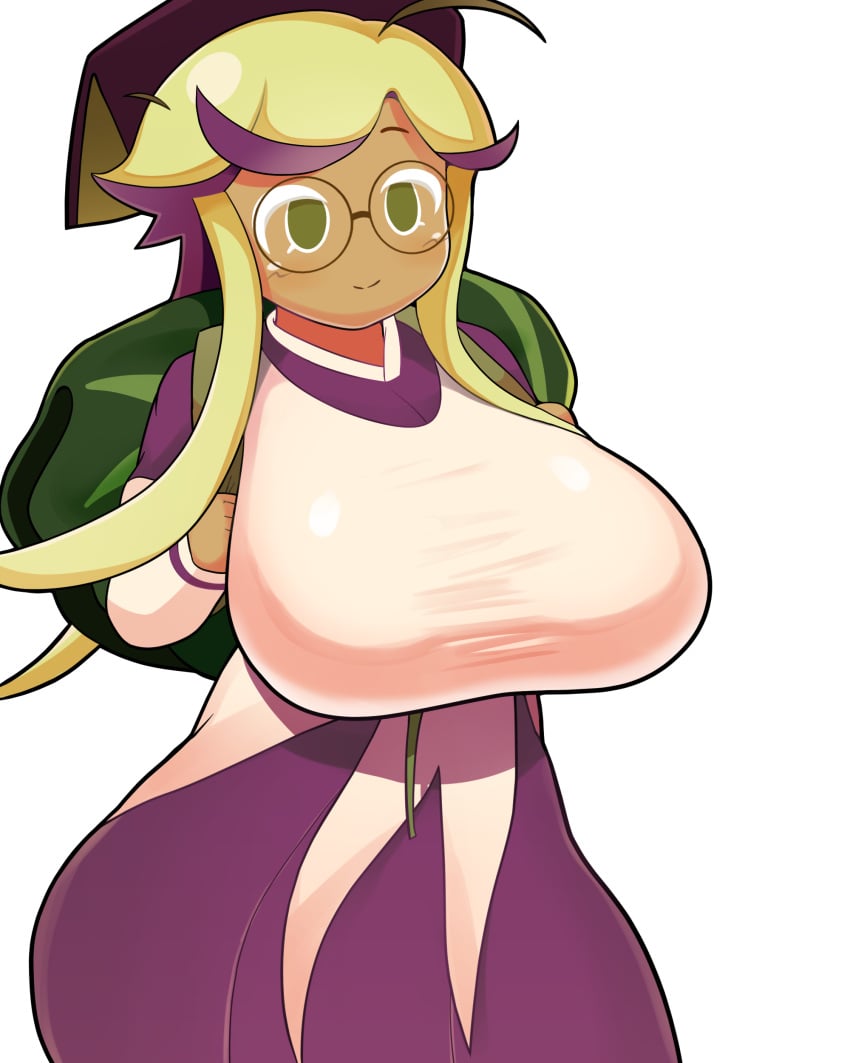 1girls bellflower_cookie big_breasts breasts clothed clothing cookie_run glasses green_eyes huge_breasts melodia_(artist) solo solo_female tagme