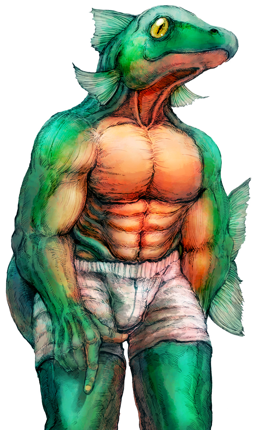 abs boxers bulge fish fit male male_focus male_only manly muscle muscular muscular_male pecs pointing safe salmon slutplanet tail