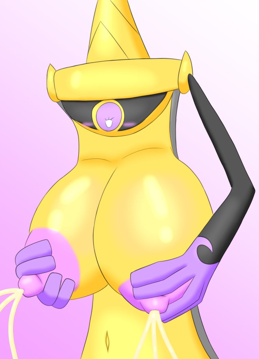 aegislash animate_inanimate anthro areolae big_breasts blush daikonryu female female_only hi_res huge_breasts lactation milking_breasts nipples nude nude_female pokémon_(species) pokemon solo sword tagme