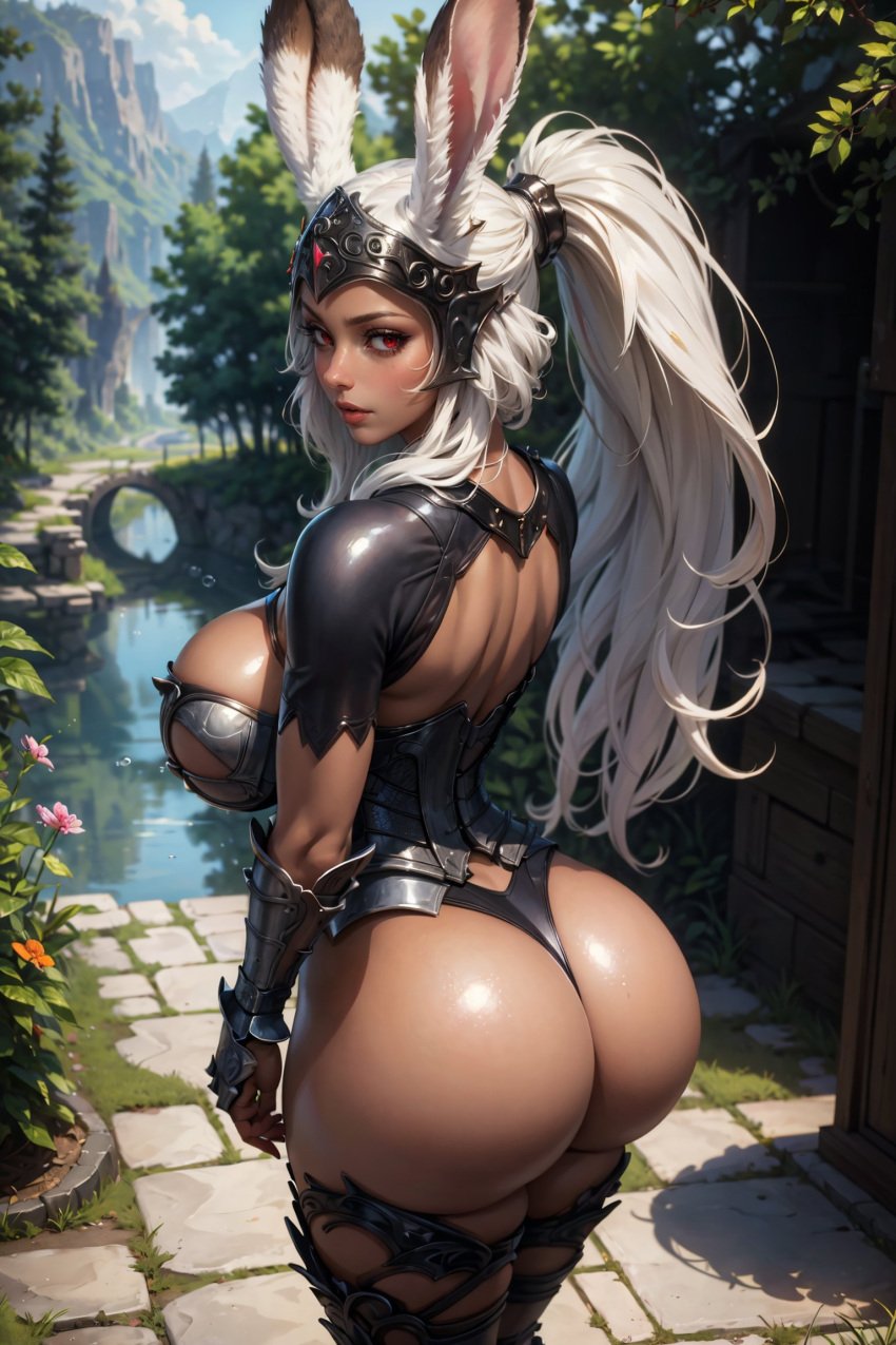 1girls ai_generated armor big_ass big_breasts big_butt bunny_ears cleavage final_fantasy final_fantasy_xii fran league69 long_hair looking_at_viewer red_eyes round_ass round_butt sideboob thick_thighs thighhighs white_hair wide_hips