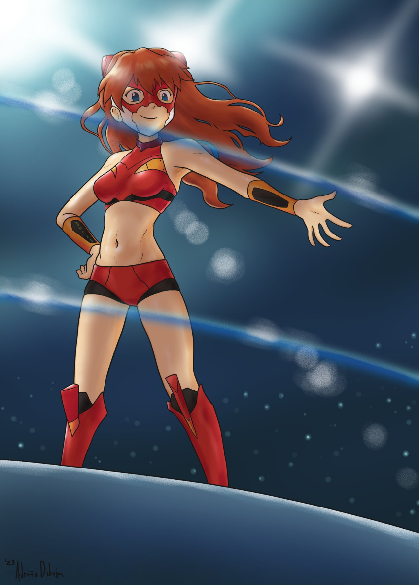 asuka_langley_sohryu eronimbus long_hair luchador luchador_mask mask neon_genesis_evangelion orange_hair public wrestling wrestling_ring