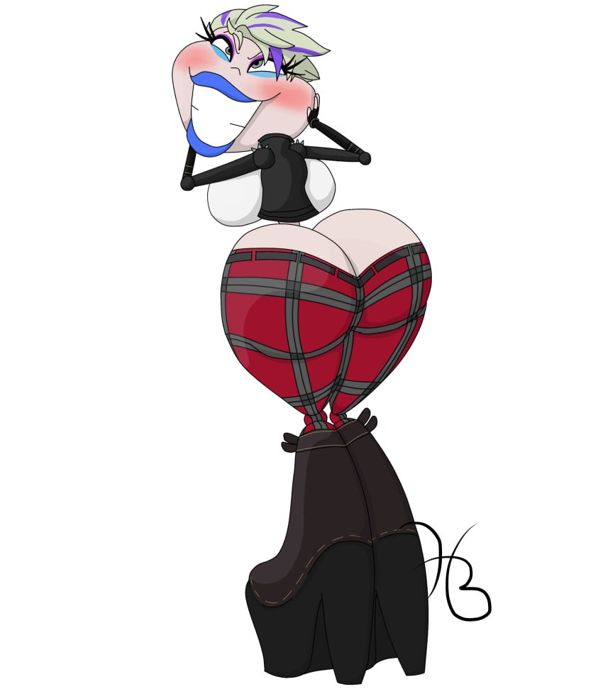 bayonetta bayonetta_3 bimbo_lips dollification female guuurlz high_heels holdthebutter hourglass_figure huge_ass huge_breasts implied_transformation lips makeup permanent_smile post_transformation revealing_clothes smile thick_lips thick_thighs transformation viola_(bayonetta) wide_hips