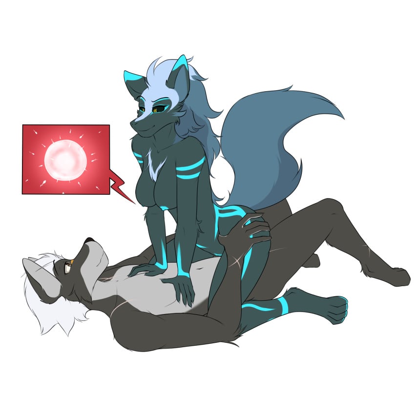 1:1 alpha_channel anthro canid canine canis duo ethan_striker_(hunterx90) female fluffy hi_res impregnation luna_(hunterx90) male mammal neon_fur ovum ridding sex story story_in_description stripes wolf wolfie-pawz wounded