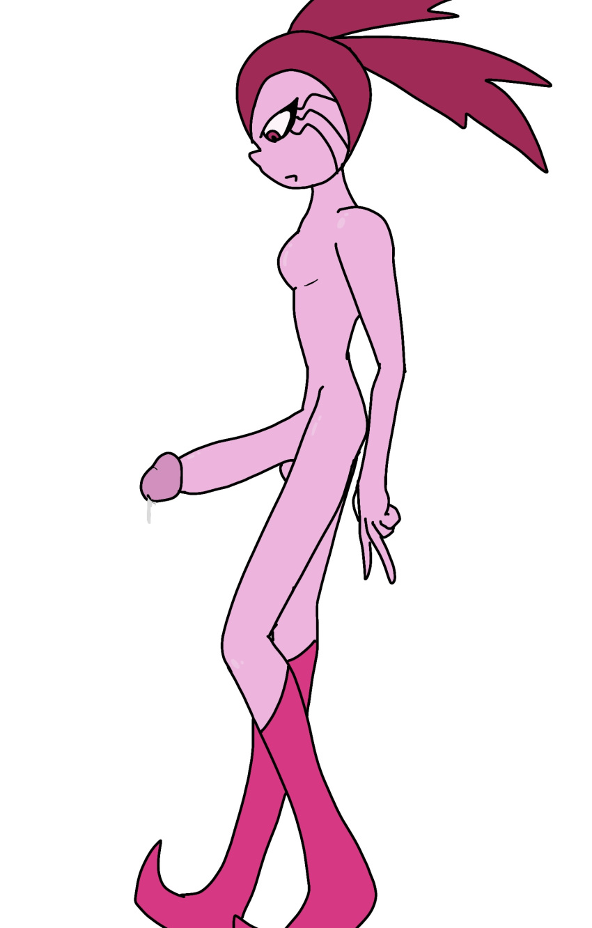 cum futanari gem gem_(species) mysterycunt no_nipples pink_eyes pink_hair pink_skin shoes side_view skinny spinel_(steven_universe) steven_universe steven_universe:_the_movie steven_universe_future