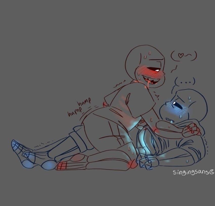 blush drooling kustard leg_hump male_only sans sans_au sanscest selfcest singingsans_(artist) underfell underfell_sans undertale undertale_au undertale_sans