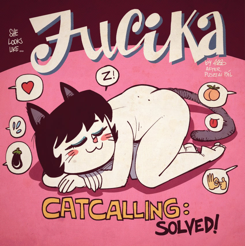 albo cat_ears catcalling emoji female female_only jucika nude nude_female sleeping solo_female solo_focus tagme tail title_card webcomic