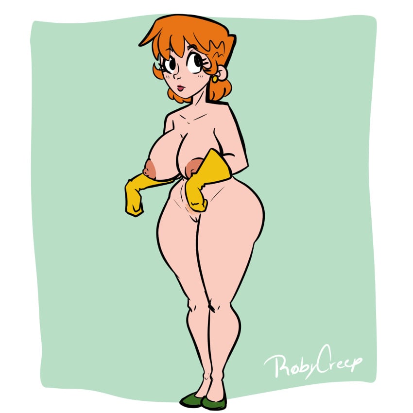 1girls 2021 ass big_ass big_breasts big_butt breasts butt_crack cartoon_network dexter's_laboratory dexter's_mom female female_only gloves huge_ass looking_back milf naked nude nude_female orange_hair roby_creep rubber_gloves tagme thick_ass yellow_gloves