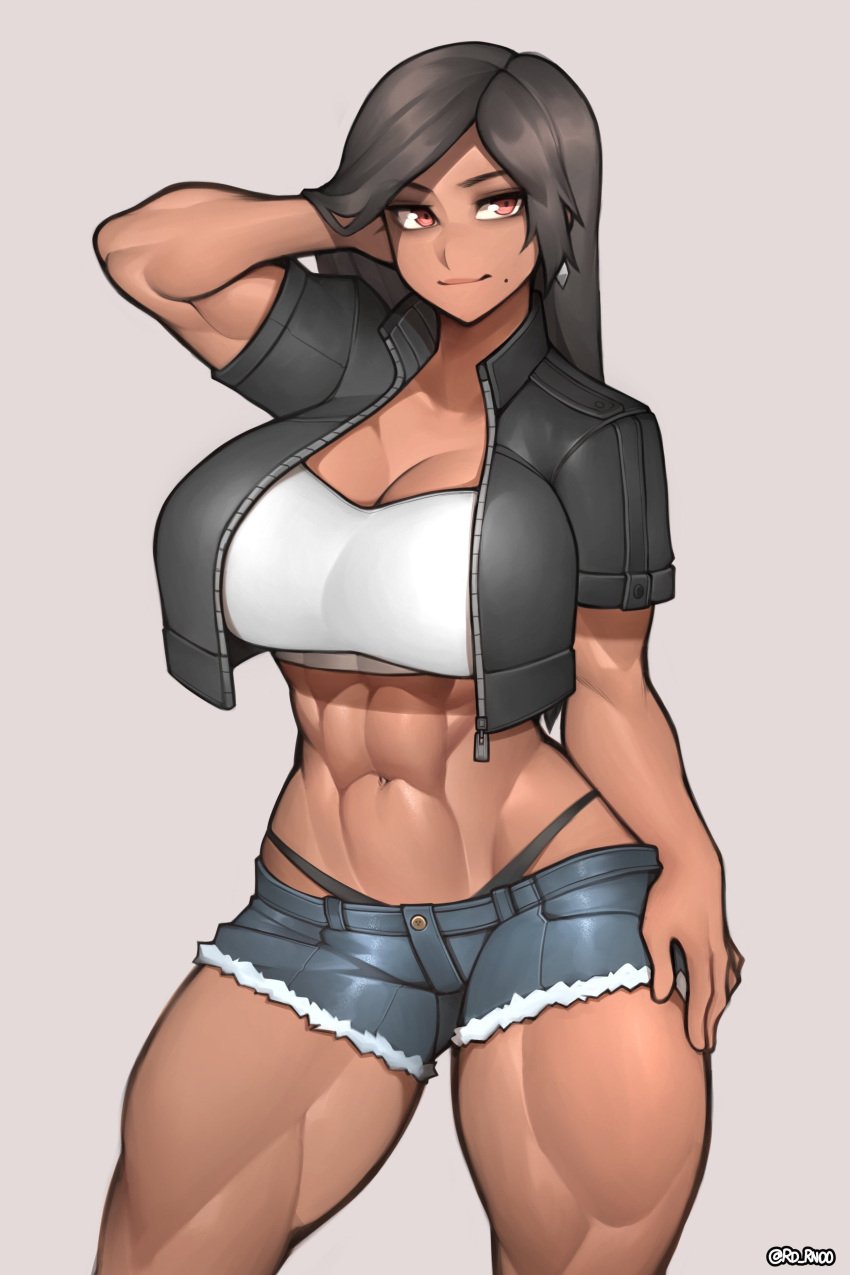 1girls ass big_ass big_breasts breasts clothed clothing dark-skinned_female female female_only final_fantasy final_fantasy_xiv fully_clothed hips hyur ingrid_genesis mole muscular_female roadi3 solo standing thick_thighs thighs wide_hips