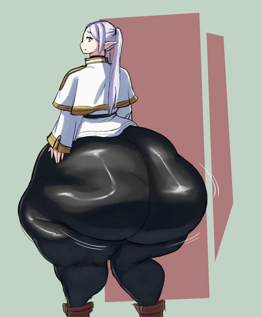 1girls ass bottom_heavy fat frieren huge_ass motion_lines overlordzeon sousou_no_frieren thighs white_hair