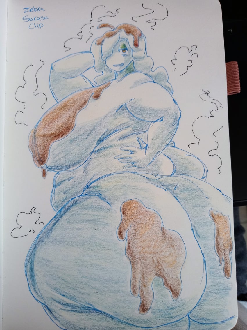 1girls anthro ass aunt_artica_(overlordzeon) bbw big_breasts breasts fat_rolls huge_ass original_character overlordzeon snowwoman thighs traditional_media_(artwork)