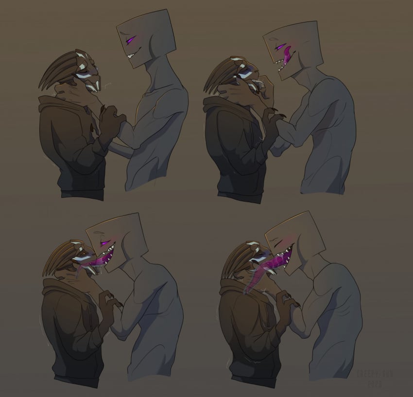 creepy_gun enderman extreme_french_kiss gay minecraft tongue tongue_kiss turian