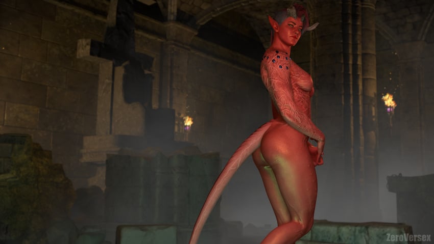 1girls 3d ass baldur's_gate_3 completely_nude completely_nude_female dungeons_and_dragons forgotten_realms horns karlach nude nude_female pointy_ears red_skin tail tiefling zeroversex