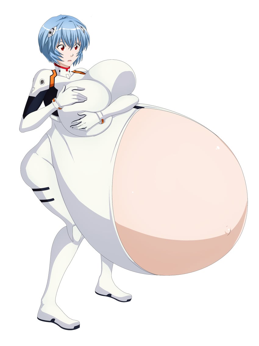 1girls breasts_bigger_than_head huge_breasts hyper hyper_belly hyper_pregnancy neon_genesis_evangelion pregnant ready_to_pop rei_ayanami saburox solo transparent_background wardrobe_malfunction worried_expression