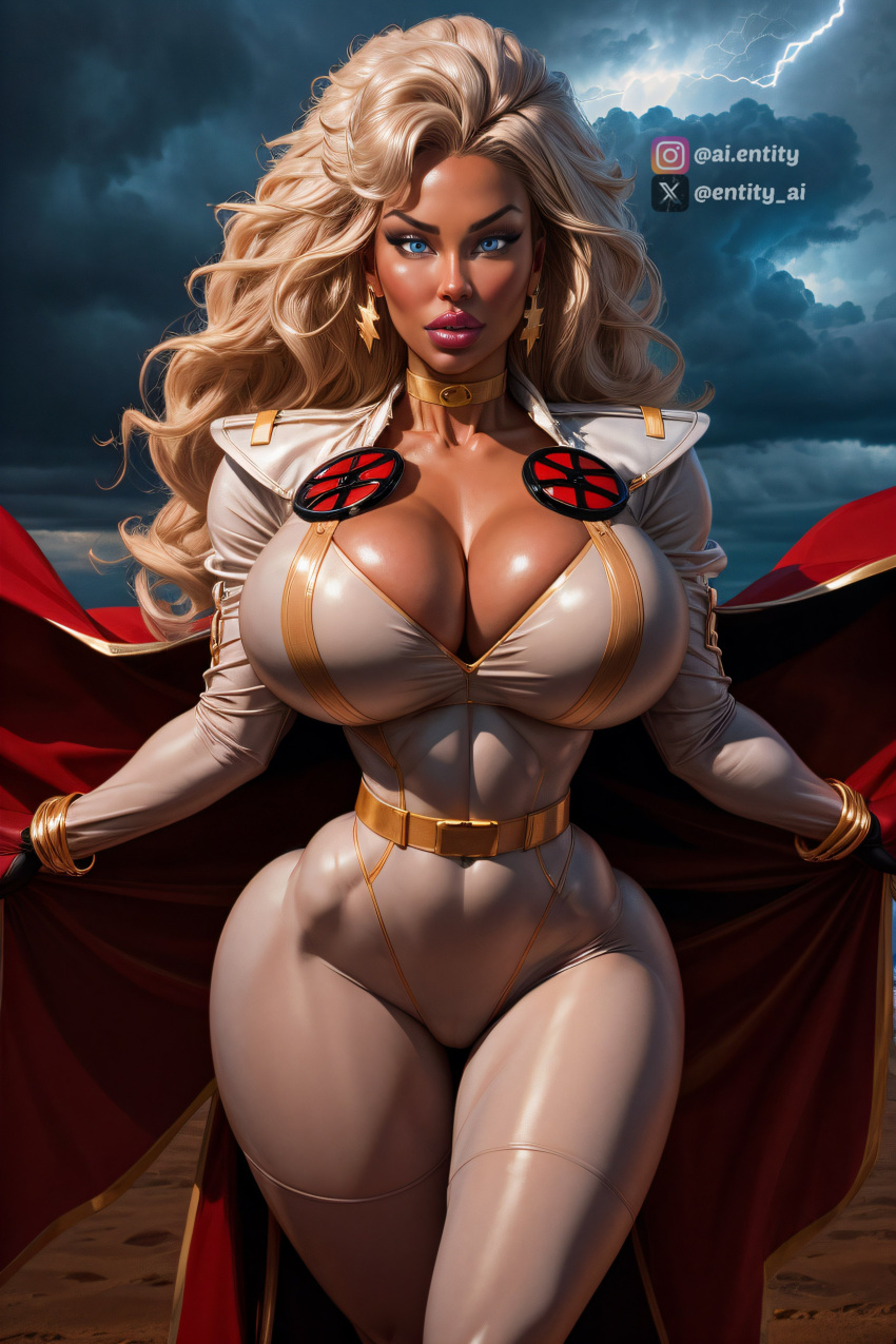 1girls ai_generated big_breasts bimbo bimbo_body bimbo_lips entity_ai female_only marvel marvel_comics ororo_munroe skinny_waist solo solo_female storm_(x-men) superheroine thick_thighs thin_waist tight_clothes tight_clothing wide_hips x-men