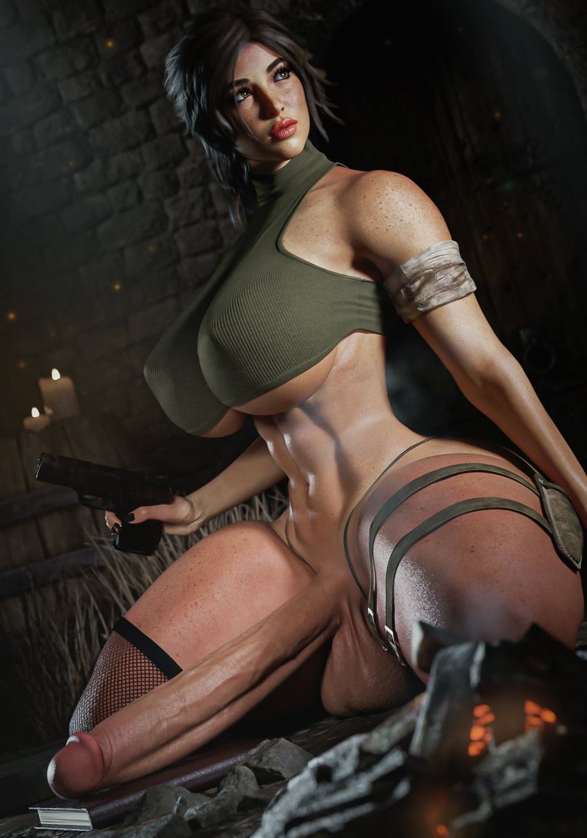 1futa 3d almost_naked almost_nude audrix balls big_breasts big_penis exposed_penis futa_only futanari handgun huge_ass huge_breasts huge_cock knife_holster lara_croft lara_croft_(survivor) muscular_futanari nipples penis solo solo_futa thick_penis thick_thighs tomb_raider tomb_raider_(survivor) toned_futa turtleneck underboob veiny_penis