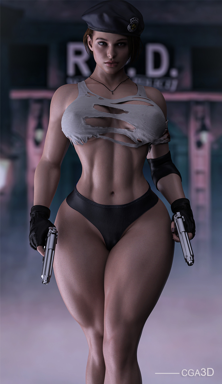 1girls 3d 3d_(artwork) abs ass beret big_ass big_breasts big_butt breasts breasts_out bubble_ass bubble_butt busty capcom casual cga3d clothing curvaceous curvy curvy_female curvy_figure erotichris exposed_breasts female female_human female_only firearm fit fit_female front_view game_poster handgun handwear headwear hourglass_figure huge_breasts human jill_valentine jill_valentine_(sasha_zotova) large_breasts legwear neckwear pale_skin patreon_username pawg resident_evil resident_evil_3 resident_evil_3_remake s.t.a.r.s solo tactical_gear thick thick_ass thick_thighs thong torn_clothes torn_clothing torn_shirt twitter_username voluptuous voluptuous_female weapon wide_hips