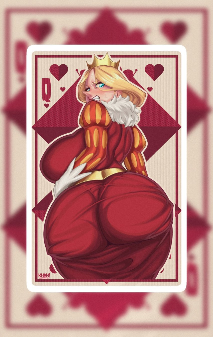 1girls ass big_ass big_breasts big_butt blonde_hair blue_eyes blush crown fat_ass female female_only flatillustratorkhan howardk large_ass large_breasts lipstick looking_at_viewer looking_back milf ousama_ranking queen_hilling ranking_of_kings solo solo_female solo_focus thick_ass thick_thighs thighs wide_hips