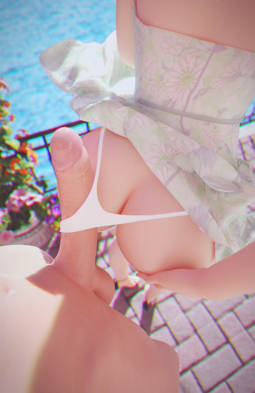 3d ass big_ass big_penis blizzard_entertainment buttjob cakeofcakes dat_ass dress erection fucking_panties high_heels high_resolution highres hotdogging mercy overwatch panties penis string_panties sundress thong vacation white_panties