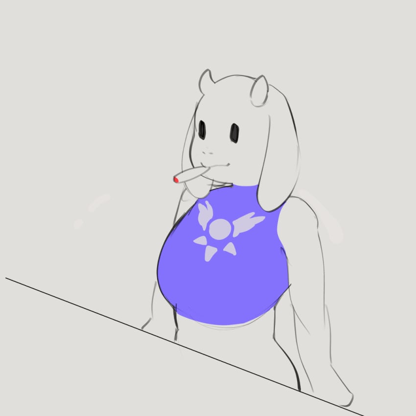 animated anthro areola big_breasts bodily_fluids boss_monster_(undertale) bovid breasts caprine clothed clothing clothing_lift deltarune drugs female goat horn huge_breasts kinkykong lactating mammal marijuana mature_female milk reveal shirt shirt_lift smoking smoking_marijuana solo topwear toriel undertale undertale_(series)