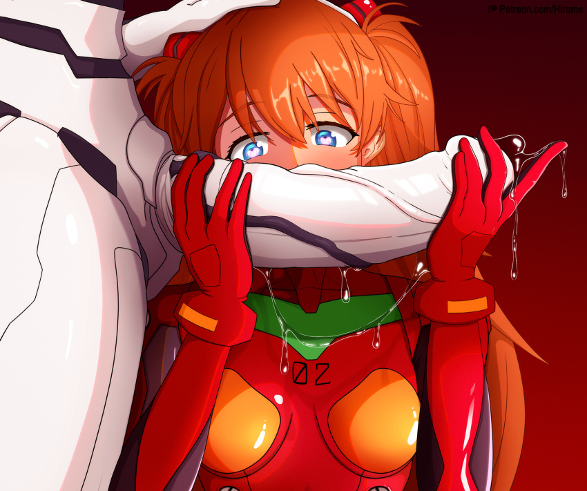 1boy 1girls asuka_langley_sohryu big_penis blue_eyes blush bodysuit breasts clothing cock_worship erection eyes_on_the_prize female female_human hair_ornament hairclip hand_on_another's_head hand_on_head handjob heart heart-shaped_pupils heart_eyes highres hirume huge_cock human light-skinned_female light_skin long_hair lower_body male mass_production_eva monster monster_boy neon_genesis_evangelion orange_hair penis penis_awe penis_in_face pilot_suit plugsuit precum symbol-shaped_pupils the_end_of_evangelion uncensored upper_body veins veiny_penis white_penis white_skin