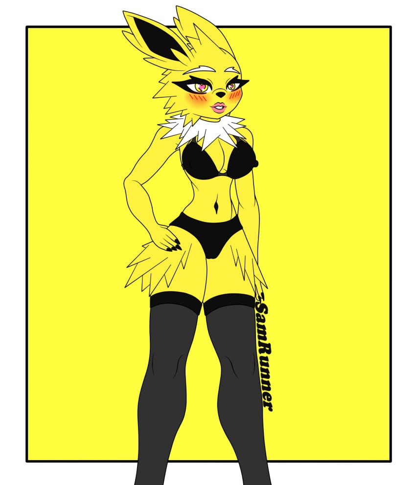 breasts clothing eeveelution eeveelutions female humanoid jolteon lingerie nintendo nipples nude nude_female pokémon_(species) pokemon presenting pussy samrunner school schoolgirl small_waist solo solo_female solo_focus spread_legs teacher thighhighs thighs video_games