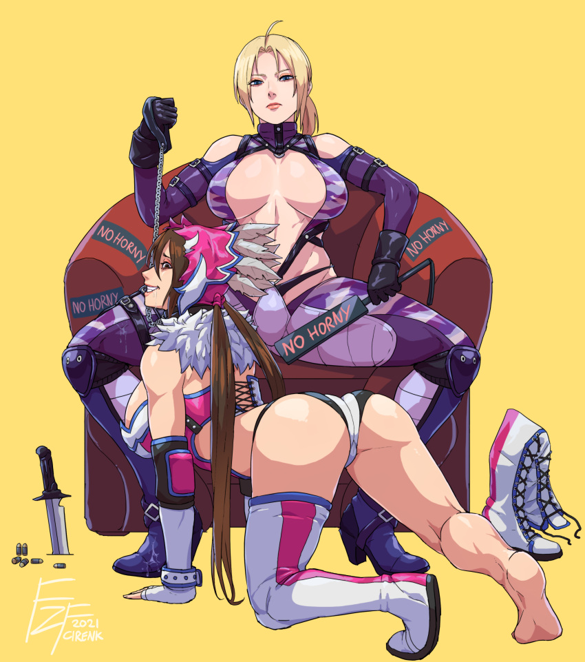 2girls alternate_breast_size ass bandai_namco big_ass big_breasts breasts chain_leash cirenk cleavage collar female female_only femdom femsub julia_chang large_breasts leash multiple_girls namco nina_williams tekken tekken_1 tekken_2 tekken_3 tekken_5_dark_resurrection tekken_7 tekken_tag_tournament tekken_tag_tournament_2