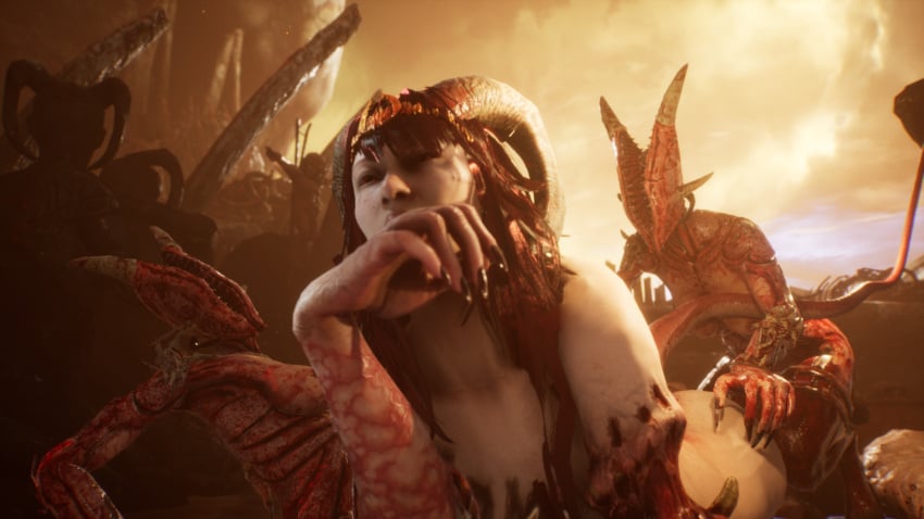 2021 2demons 3d agony_(series) bald breasts demon demon_girl demon_girls demon_horns demon_tail hell horns monster_girl onoskelis screencap screenshot succubus succubus_(madmind_studio) succubus_horns succubus_tail video_game vydija