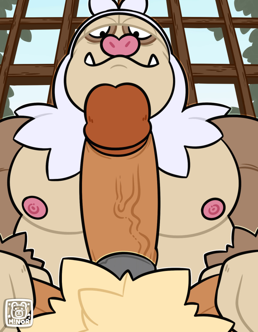 accessory animated anthro bara big_penis cock_ring deep_throat duo erection fellatio fur gay genitals hair hi_res humanoid humanoid_genitalia humanoid_penis jewelry male male/male male_only mammal nintendo nipples oral pecs penile penis penis_accessory penis_jewelry pokémon_(species) pokemon primeape sex slaking ursa-m1nor video_games