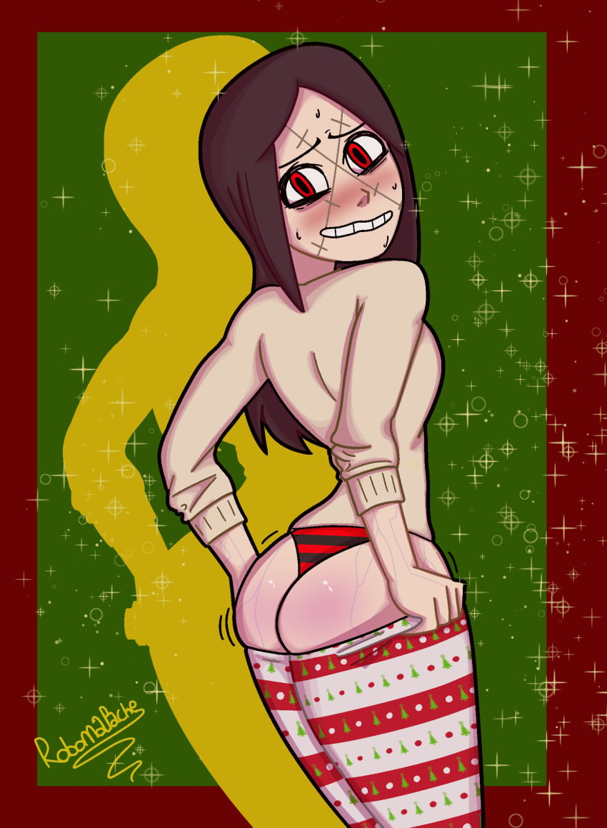 ass christmas nervous painwheel panties pulling_up_pants robomapache skullgirls