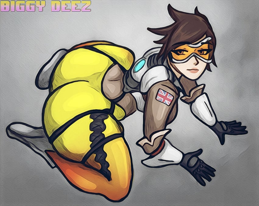 ass big_ass biggy_deez clothed clothing fat_ass female frogbutt human imminent_anal overwatch tracer traditional_media_(artwork)