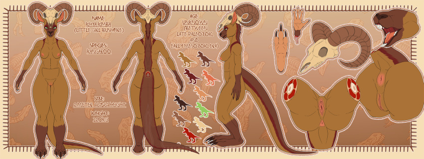 anthro anus ass bottomwear clothing crotch_shot feet female hi_res hindpaw invalid_tag kangaroo khya_kimba loincloth macropod mammal markings marsupial model_sheet mouth_shot mr._murder open_mouth paws pouch_(anatomy) skull_head solo tribal_clothing tribal_markings tribal_paint vaginal_penetration vercursar