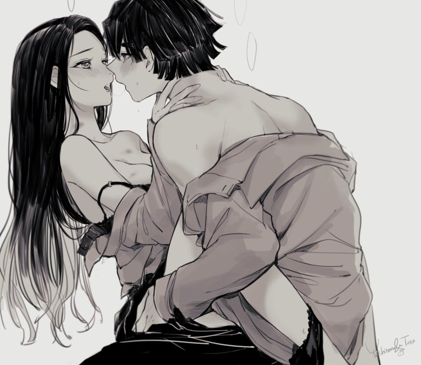 1boy 1boy1girl 1girls bra bra_slip brother_and_sister demon_slayer female hand_on_neck hetero hickey hickey_marks incest kamado_nezuko kimetsu_no_yaiba legs_around_partner male/female panties panties_around_leg siblings straight toko_agatsuma undressing yoshiteru_agatsuma zenitsu zenitsu_agatsuma