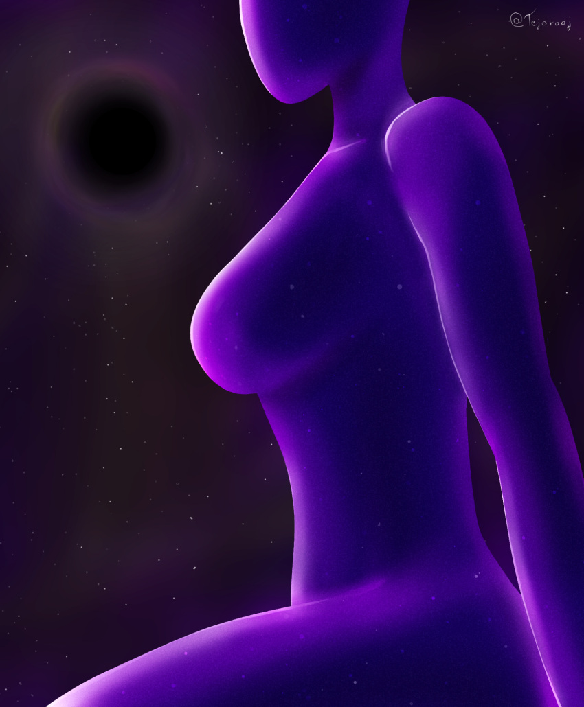 1girls big_breasts black_hole breasts cosmic_skin faceless_female female giantess goddess naked solo solo_female space stars tejorooj thick_thighs