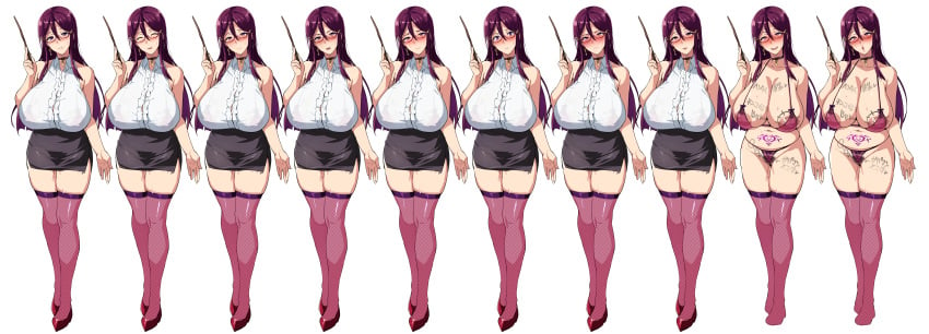 1girls 2d areolae bakunyuu_party big_breasts breasts cheating_girlfriend curvy_figure female_only game_cg huge_breasts long_hair mature_female milf nipples purple_hair takeda_hiromitsu terena_(bakunyuu_party) thick_thighs voluptuous writing_on_body