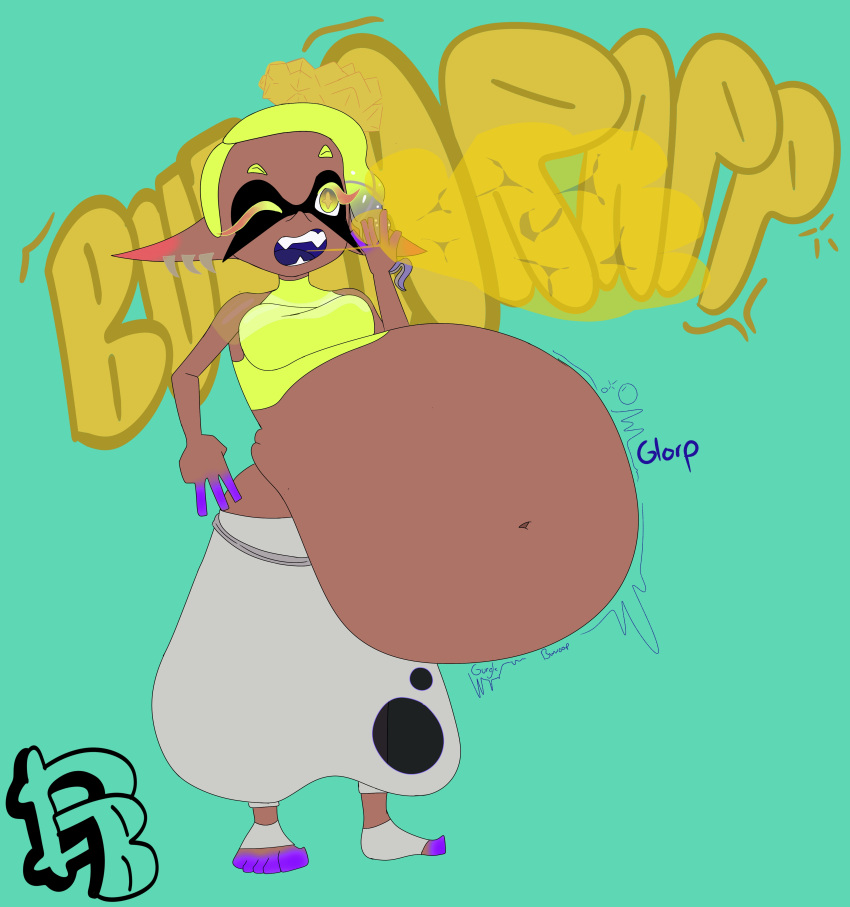 belly belly_bulge belly_expansion belly_inflation belly_overhang burp burp_fetish burping frye_(splatoon) frye_onaga splatoon_3 tummy vore vore_belly vore_warning