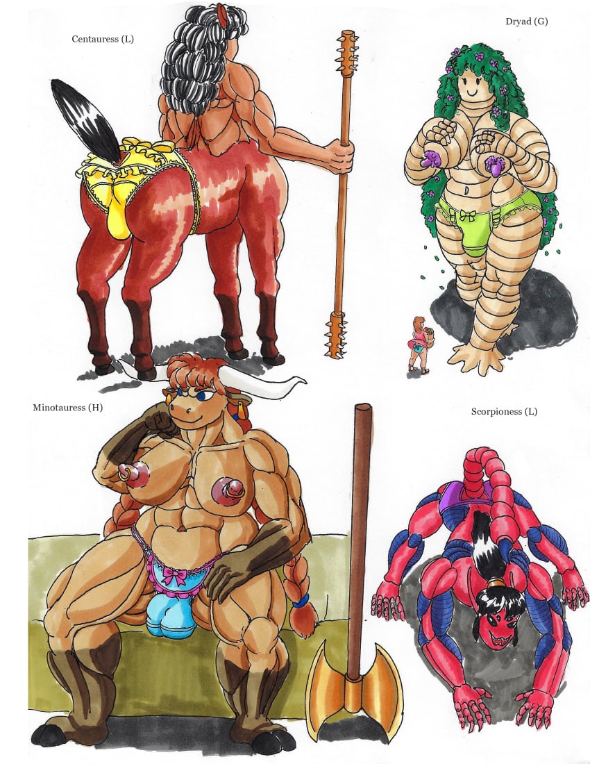 anthro balls_in_panties centaur dryad femme_kingdom futanari minotaur monster panties panty_bulge penis_in_panties plant purplepimp scorpion self_upload wacky_sex_adventures