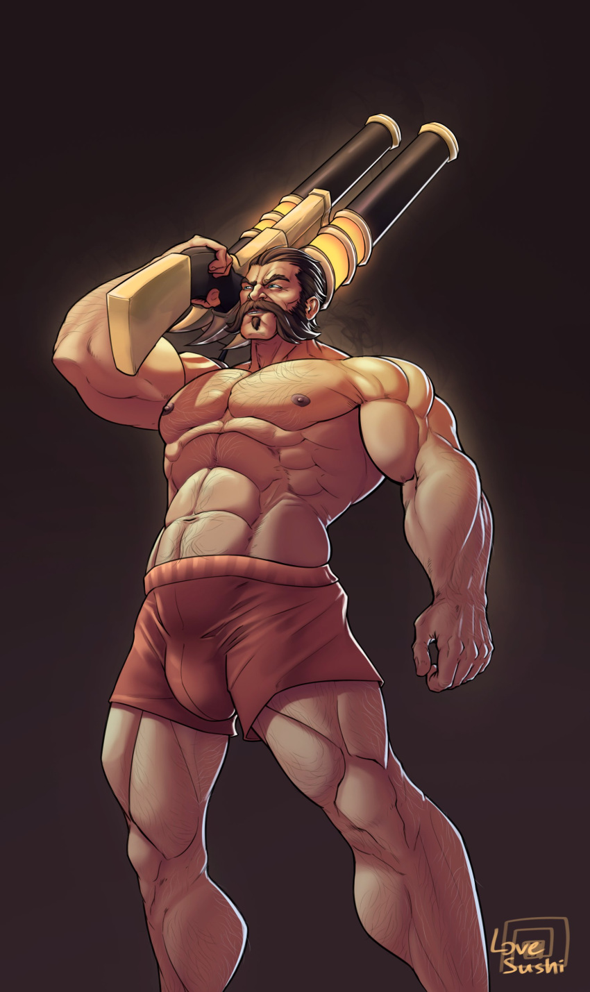 abs bara beard biceps big_bulge bulge daddy ilovefsushi league_of_legends love_sushi malcolm_graves male male_nipples male_only manly mature_male muscular_male nipples pecs riot_games underwear