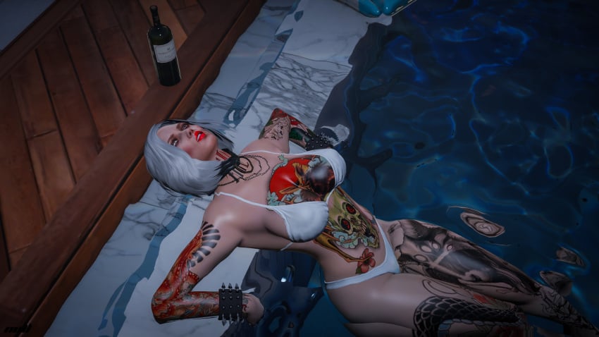 ass bikini breasts flossie_grey grand_theft_auto grand_theft_auto_online grand_theft_auto_v legs nipples nopixel nullinvoid pokies pool poolside tattoo tattoo_on_arm tattoo_on_back tattoo_on_belly tattoo_on_chest tattoo_on_legs tattooed_arm tattoos thick_ass thick_thighs thighs thong thong_bikini white_hair