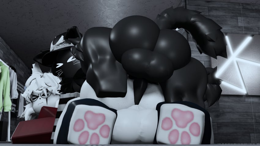 2boys 3d anal ass balls binkedinked black_fur freckles_on_ass furry gay loopkaws penis roblox robloxian tagme white_fur