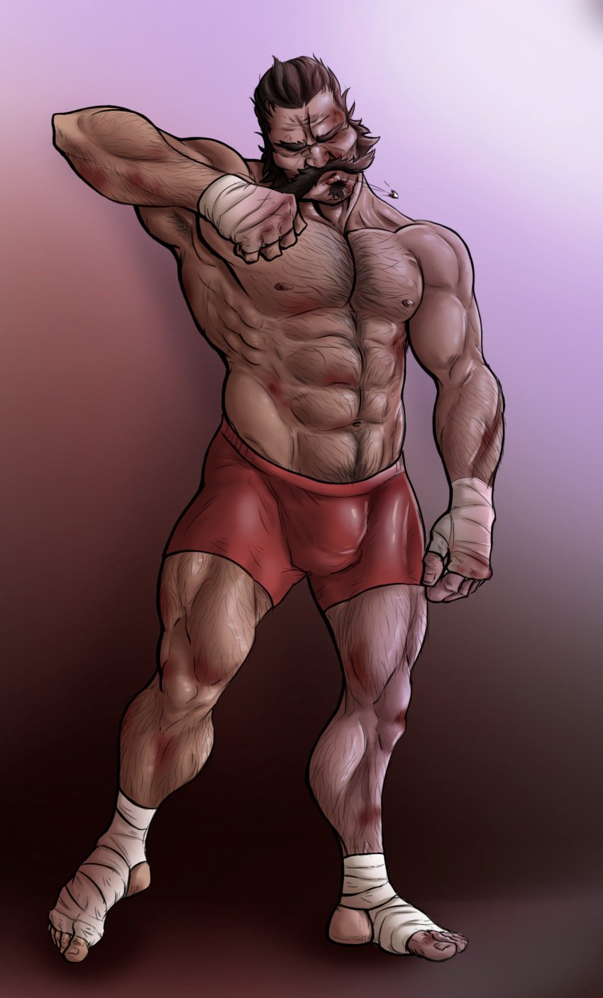 abs bara beard biceps big_bulge bulge daddy graves_(league_of_legends) hairy_chest ilovefsushi league_of_legends love_sushi male male_nipples male_only manly mature_male muscular_male nipples pecs penis_outline riot_games