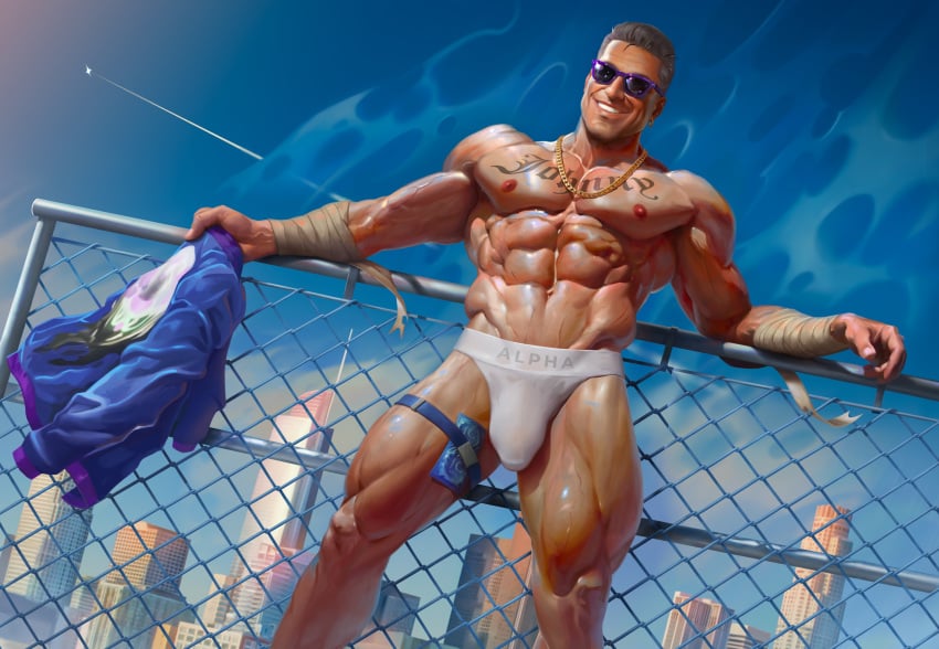 balls_under_clothes bara big_bulge bulge daddy dilf johnny_cage male male_nipples male_only manly mature_male mortal_kombat mortal_kombat_11 muscular_male netherrealm_studios nipples penis_outline penis_under_clothes qai_san underwear