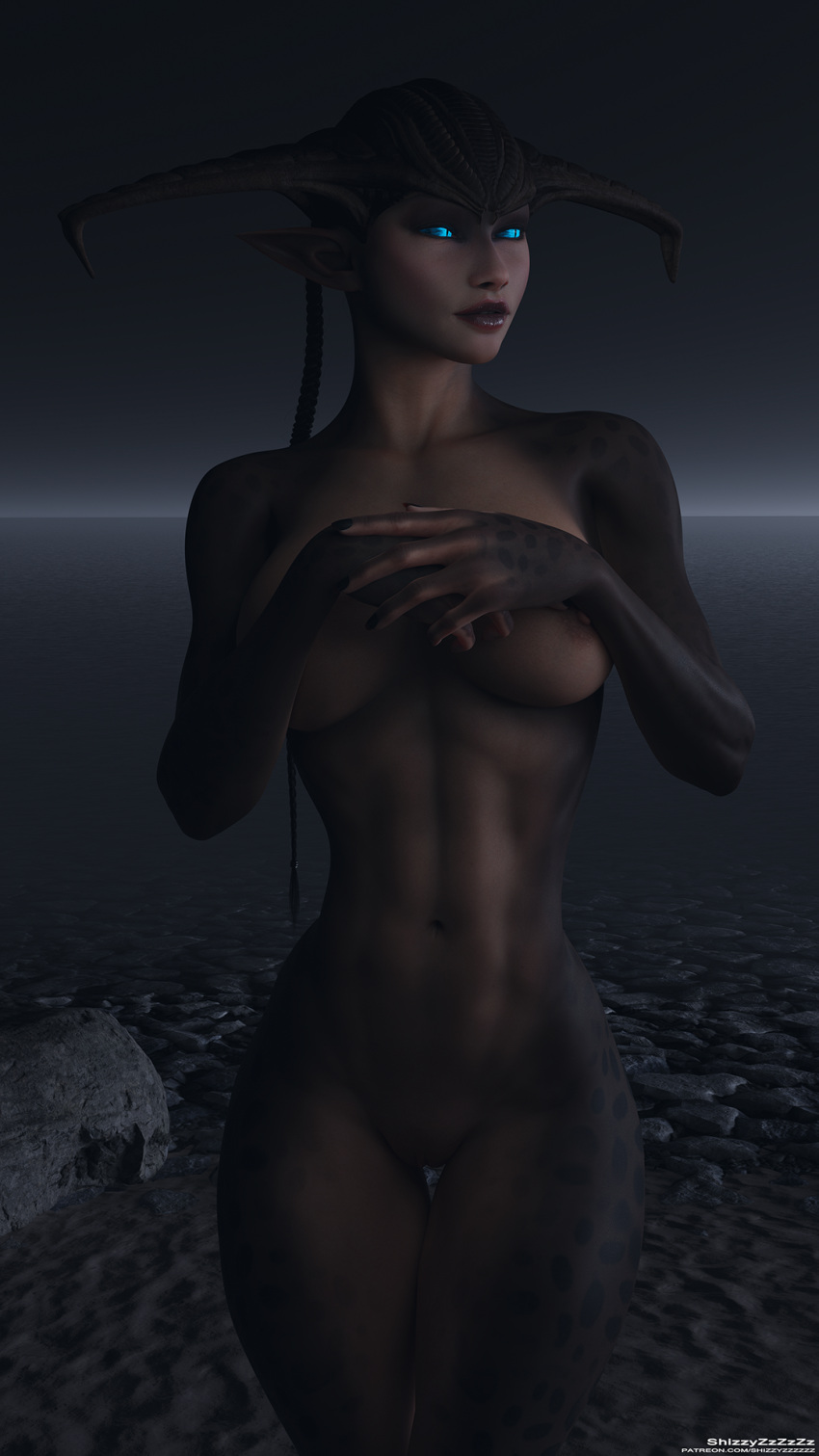 1girls 3d abs big_breasts blender breasts female female_only large_breasts lustdemon nude selene_(shizzyzzzzzz) shizzyzzzzzz solo