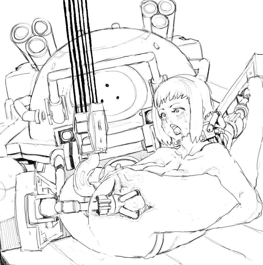 1girls anal anal_insertion ass crying cyborg extreme_content ghost_in_the_shell hook insertion internal kusanagi_motoko mechanical monochrome nude object_insertion open_mouth pussy robot short_hair sketch stretched_anus tachikoma torigoshi_crow white_background x-ray