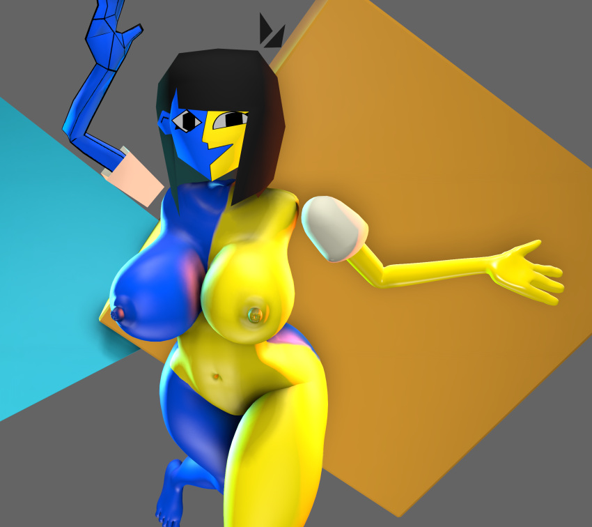 1girls 3d areolae big_breasts black_eyes black_hair blue_skin breasts colored_skin daybreaksfm ena female female_focus female_only joel_g nipples nude nude_female polygonal sfm short_hair source_filmmaker thick thighs yellow_skin