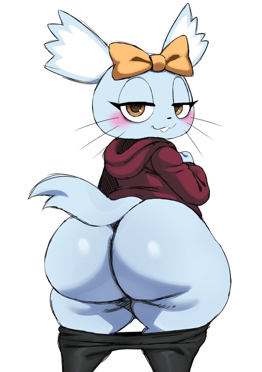 :3 aggressive_retsuko anthro ass big_ass big_butt blue_body blue_skin chinchilla cute cute_face female female_only hoodie manaka_(aggretsuko) netflix red_jacket sanrio solo solo_female sssonic2 yellow_eyes