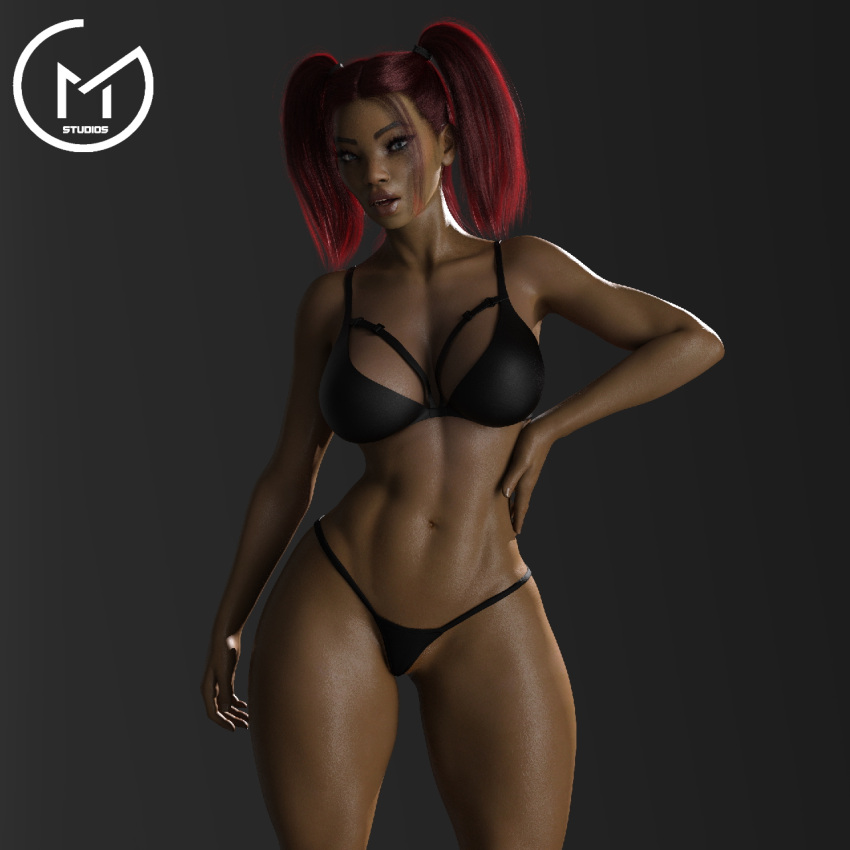 1girls 2021 3d abdomen abs apex_legends black_bra black_panties bra breasts cleavage dark-skinned_female dark_skin female female_only fit_female gm_studios hand_on_hip lifeline_(apex_legends) lingerie looking_at_viewer panties red_hair redhead respawn_entertainment sci-fi science_fiction scifi solo solo_female thick_thighs toned toned_female twintails underwear