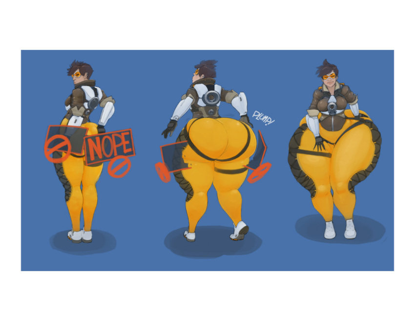 ass_body ass_expansion berggie bottom_heavy expansion goggles huge_ass huge_thighs orange-tinted_eyewear overwatch sequence solo thick_thighs thigh_expansion tinted_eyewear tracer visor