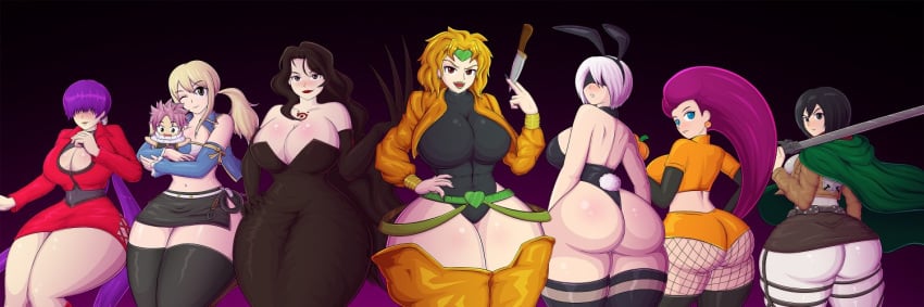 ass attack_on_titan big_breasts bimbo blonde bottom_heavy bubble_ass bubble_butt bunny_ears bunny_girl bunny_tail bunnysuit cleavage curvy cute dio_brando dress fairy_tail fullmetal_alchemist genderswap hourglass hourglass_figure huge_breasts jessie_(pokemon) jojo's_bizarre_adventure king_of_fighters knife long_hair lucy_heartfilia lust_(fullmetal_alchemist) mask mikasa_ackerman mrstudmuffin natsu_dragneel nier:_automata one_eye_closed pink_hair playboy_bunny pokemon red_ass round_ass round_glasses rule_63 shermie_(kof) size_difference skirt snk stardust_crusaders thick thick_thighs thighhighs thin thin_waist tight tight_clothes tight_clothing tight_fit voluptuous wide_hips wink winking yorha_2b